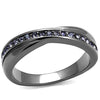 WildKlass Stainless Steel Ring IP Light Black (IP Gun) Women Top Grade Crystal Tanzanite-WildKlass Jewelry
