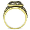 WildKlass Stainless Steel Veteran Ring IP Gold Men Epoxy Jet-WildKlass Jewelry