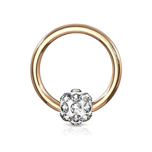 WildKlass Crystal Paved Ferido Ball 316L Surgical Steel Captive Bead Ring-WildKlass Jewelry