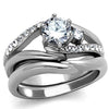 WildKlass Stainless Steel Ring High Polished (no Plating) Women AAA Grade CZ Clear-WildKlass Jewelry