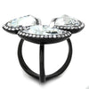 WildKlass Stainless Steel Ring IP Black Women Top Grade Crystal Clear-WildKlass Jewelry