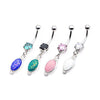 WildKlass Navel Droplet Prong Set Gem with Dangle Charm filled with glitter resin that reflects opalish effect-WildKlass Jewelry