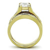 WildKlass Stainless Steel Western Ring IP Gold Women AAA Grade CZ Clear-WildKlass Jewelry