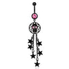 Black PVD Plated Alien Skull and Stars Dangle WildKlass Navel Ring-WildKlass Jewelry