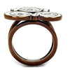WildKlass Stainless Steel Ring IP Coffee Light Women Top Grade Crystal Clear-WildKlass Jewelry