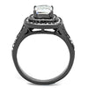 WildKlass Stainless Steel Ring IP Light Black (IP Gun) Women AAA Grade CZ Clear-WildKlass Jewelry