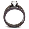 WildKlass Stainless Steel Ring IP Dark Brown (IP Coffee) Women AAA Grade CZ Clear-WildKlass Jewelry