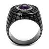 WildKlass Stainless Steel Ring IP Light Black (IP Gun) Men Semi-Precious Amethyst-WildKlass Jewelry