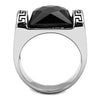 WildKlass Stainless Steel Ring High Polished Men Synthetic Jet-WildKlass Jewelry