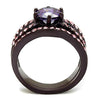 WildKlass Stainless Steel Ring IP Dark Brown (IP Coffee) Women AAA Grade CZ Amethyst-WildKlass Jewelry