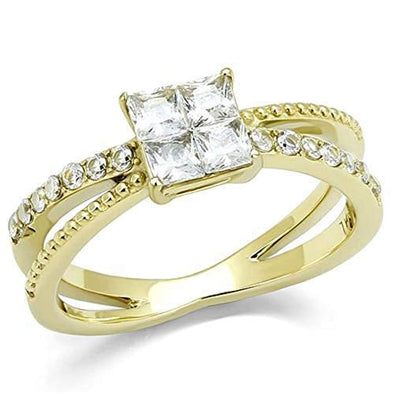 WildKlass Stainless Steel Ring IP Gold Women AAA Grade CZ Clear-WildKlass Jewelry