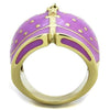 WildKlass Stainless Steel Ring IP Gold Women Epoxy Amethyst-WildKlass Jewelry