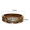 WildKlass Stainless Steel Ring IP Coffee Light Women AAA Grade CZ Clear-WildKlass Jewelry