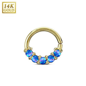 14Kt. Gold Lined Opal Set Bendable WildKlass Septum/Cartilage Rings-WildKlass Jewelry