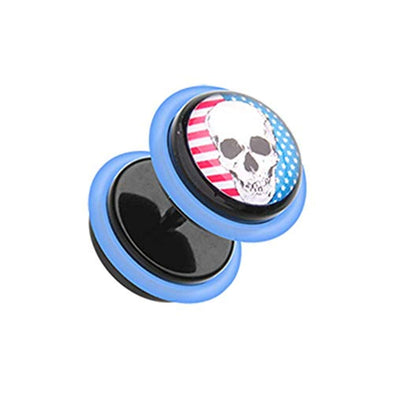 Skull Americana Acrylic WildKlass Fake Plug with O-Rings-WildKlass Jewelry