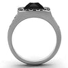 WildKlass Stainless Steel Ring Biker High Polished (no Plating) Men Synthetic Jet-WildKlass Jewelry