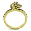 WildKlass Stainless Steel Ring IP Gold Women Top Grade Crystal Smoked Quartz-WildKlass Jewelry