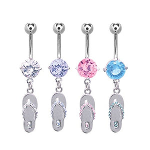 Flip Flop WildKlass Dangle Charm Belly Ring (14g 7/16's)-WildKlass Jewelry