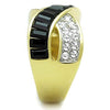 WildKlass Stainless Steel Ring Two-Tone IP Gold Women Top Grade Crystal Jet-WildKlass Jewelry