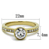 WildKlass Stainless Steel Ring IP Gold Women AAA Grade CZ Clear-WildKlass Jewelry