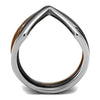 WildKlass Stainless Steel Ring Three Tone IP（IP Light Coffee & IP Light Black & High Polished Women-WildKlass Jewelry