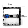 WildKlass Stainless Steel Ring IP Light Black (IP Gun) Women Top Grade Crystal Capri Blue-WildKlass Jewelry