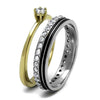 WildKlass Stainless Steel Ring Two-Tone IP Gold Women AAA Grade CZ Clear-WildKlass Jewelry