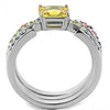 WildKlass Stainless Steel Ring High Polished Women AAA Grade CZ Topaz-WildKlass Jewelry