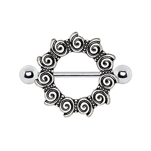 316L Stainless Steel Antique Tribal Multi-Spiral WildKlass Nipple Shield-WildKlass Jewelry