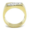 WildKlass Stainless Steel Ring Two-Tone IP Gold Men Top Grade Crystal Clear-WildKlass Jewelry