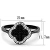 WildKlass Stainless Steel Ring Two-Tone IP Black Women Top Grade Crystal Jet-WildKlass Jewelry