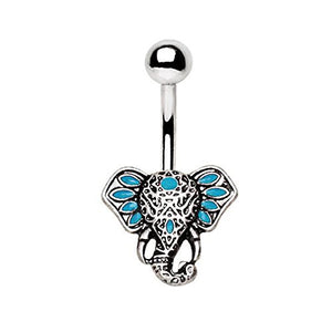 316L Stainless Steel Tribal Elephant Head WildKlass Navel Ring-WildKlass Jewelry