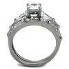 WildKlass Stainless Steel Wedding Ring High Polished (no Plating) Women AAA Grade CZ Clear-WildKlass Jewelry
