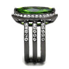 WildKlass Stainless Steel Ring IP Light Black (IP Gun) Women Synthetic Peridot-WildKlass Jewelry
