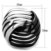 WildKlass Stainless Steel Ring Two-Tone IP Black Women-WildKlass Jewelry