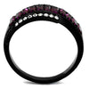 WildKlass Stainless Steel Ring IP Black Women Top Grade Crystal Amethyst-WildKlass Jewelry