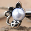 316L Stainless Steel Pearl Spotted Cat WildKlass Nipple Bar-WildKlass Jewelry