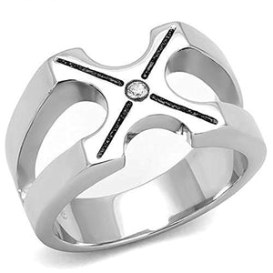 WildKlass Stainless Steel Ring High Polished Men AAA Grade CZ Clear-WildKlass Jewelry