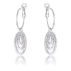 WildKlass Rhodium Plated Multi Ring Elegant Oval Clear Crystal Drop Earring-WildKlass Jewelry