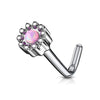 WildKlass Opal Centered Round Top 316L Surgical Steel L Bend Nose Stud Rings-WildKlass Jewelry