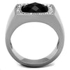 WildKlass Stainless Steel Ring High Polished (no Plating) Men Semi-Precious Jet-WildKlass Jewelry