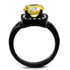 WildKlass Stainless Steel Ring IP Black Women AAA Grade CZ Topaz-WildKlass Jewelry