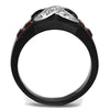 WildKlass Stainless Steel Ring Two-Tone IP Black Women Top Grade Crystal Siam-WildKlass Jewelry