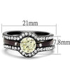 WildKlass Stainless Steel Ring IP Light Black (IP Gun) & IP Dark Brown (IP Coffee) Women AAA Grade CZ Citrine Yellow-WildKlass Jewelry