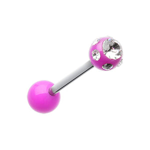 Aurora Gem Ball UV Acrylic WildKlass Barbell Tongue Ring-WildKlass Jewelry