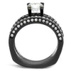 WildKlass Stainless Steel Ring IP Light Black (IP Gun) Women AAA Grade CZ Clear-WildKlass Jewelry