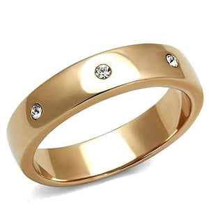 WildKlass Stainless Steel Ring IP Rose Gold Women Top Grade Crystal Clear-WildKlass Jewelry