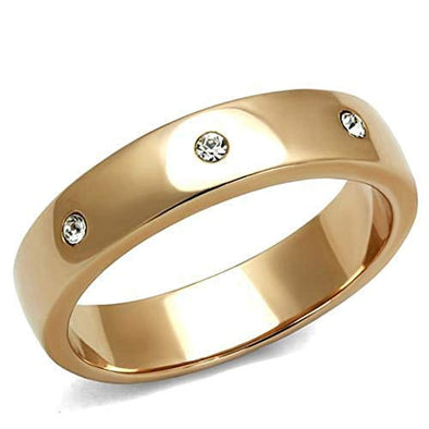 WildKlass Stainless Steel Ring IP Rose Gold Women Top Grade Crystal Clear-WildKlass Jewelry