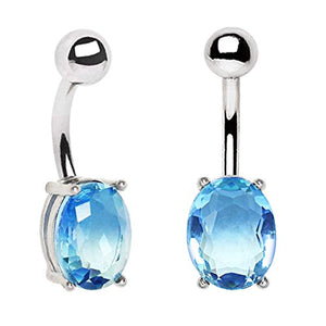 316L Stainless Steel Blue Synthetic Tourmaline WildKlass Navel Ring-WildKlass Jewelry