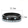 WildKlass Stainless Steel Ring Two-Tone IP Black Women Top Grade Crystal Sea Blue-WildKlass Jewelry